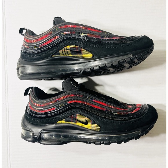 Nike Air Max 97 Tartan Sneakers Women's 9 Black Plaid AV8220-001 Reflective - Picture 1 of 9